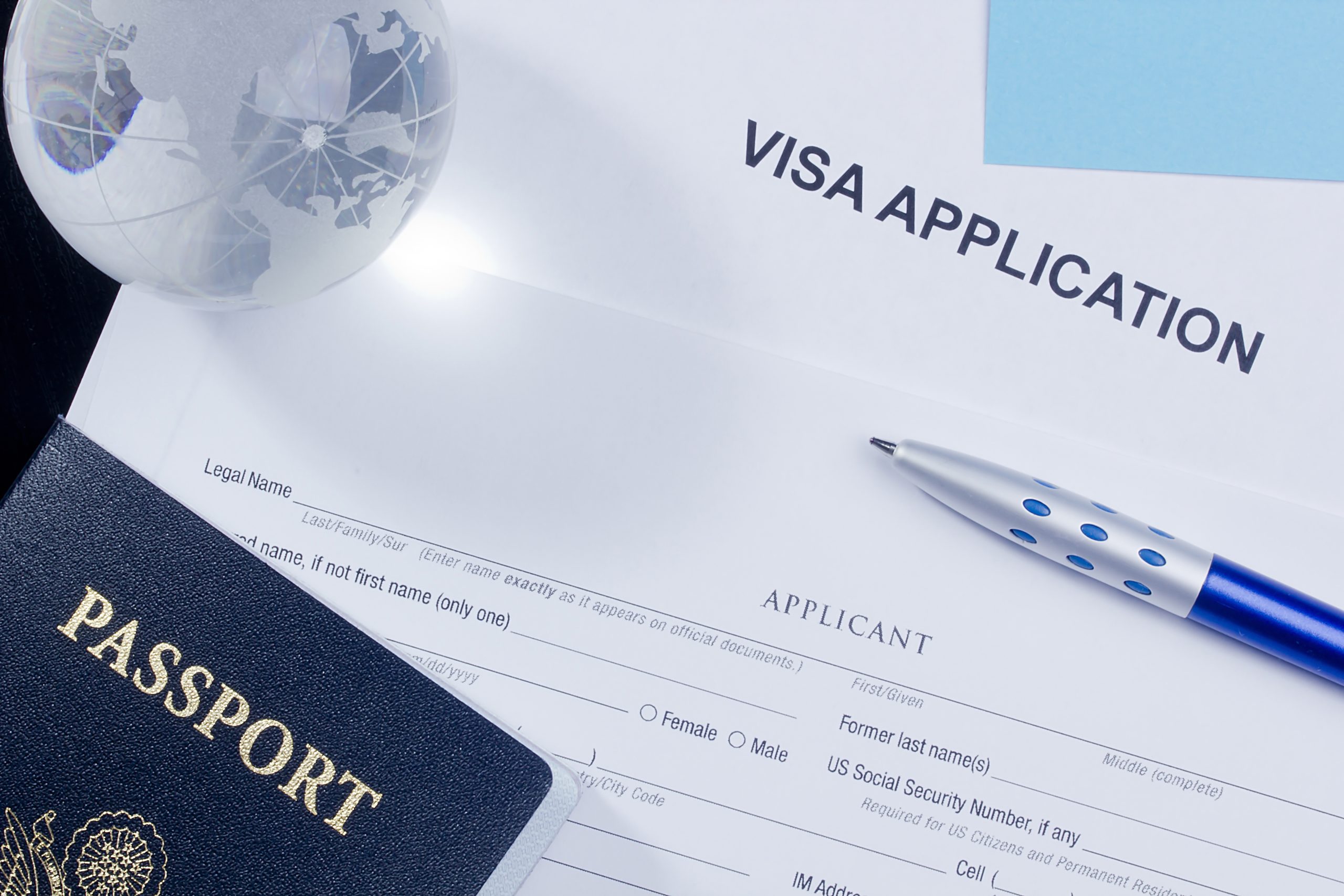 Directly,Above,Photograph,Of,An,Application,For,A,Visa.